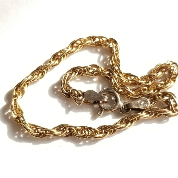 Vintage Jewelry - Vintage Sterling Silver rope bracelet gold plate